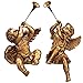 Design Toscano JE930801 Trumpeting Angels of Peter's Square Holiday Statue Ornaments, Set of Two, Boy & Girl, 7 inches Wide, 13 inches Tall, Handcast Polyresin, Antique Gold Finish