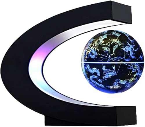 Globo flotante magnético 2 en 1 azul 4 pulgadas constelaciones globo mapa mundo C forma base LED lámpara giratoria