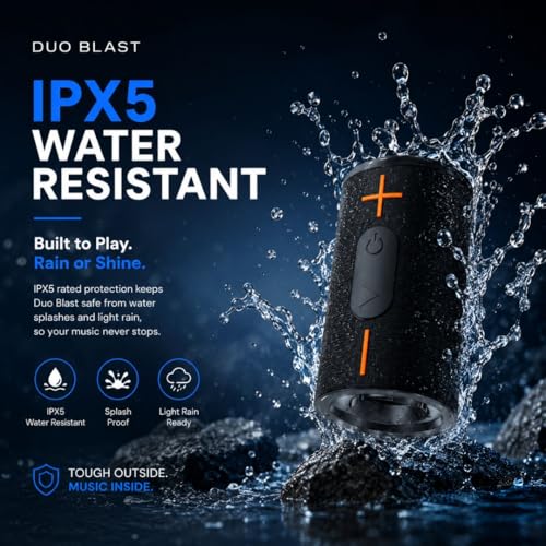 Image of ModishOmbre Duo Blast 30 W High-Output TWS Bluetooth Speaker | 2.0 DSP Tuned Audio | Dual 15W Dynamic Drivers | 10H Playtime | IPX5 Water Proof | TWS Stereo Pairing | TF /Aux Support | Built-in Mic