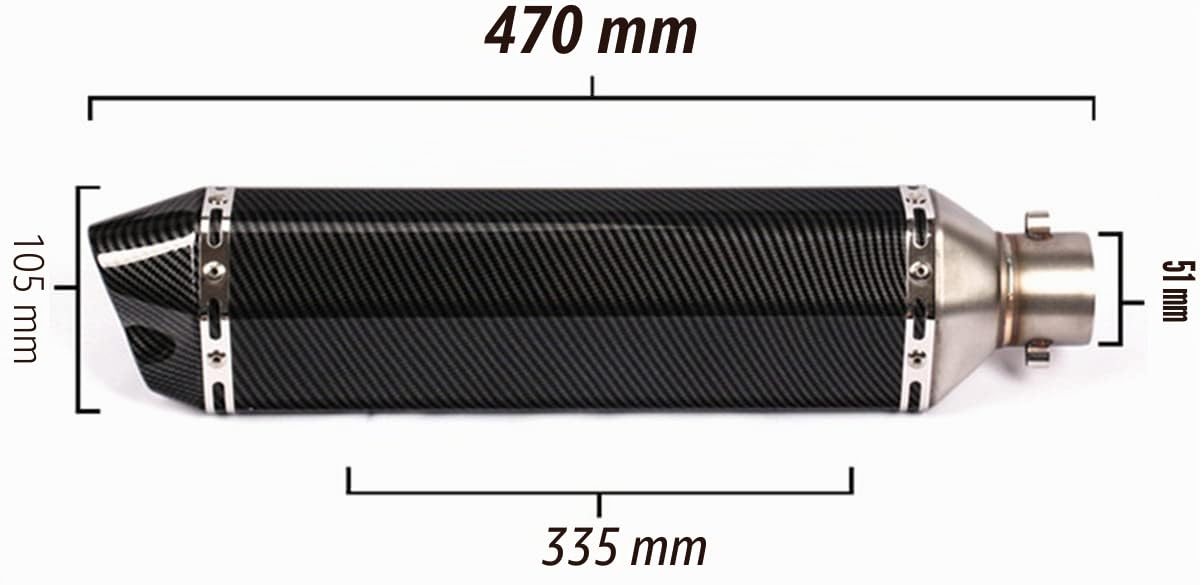 Escape de Motocicleta 38-51mm, Silenciador de Tubo de Escape Moto Universal,de escape de aluminio para Street Bike Scooter de Motocicleta