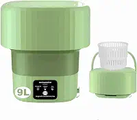 Máquina de lavar portátil, grande capacidade de 9l, máquina de lavar dobrável adequada para lavar roupas pequenas, roupas de bebê, roupas íntimas, meias, suprimentos para animais de estimação, apartamentos, acampamento, lavanderia de viagem Rv - verde..