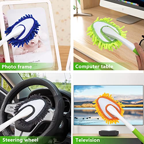 13 Inch Microfiber Feather Duster,With 4 Pcs Washable Duster Head, Car Duster, Perfect For Cleaning Windows, Tables, Cars,Furniture, Walls, Fans, Screens #TOP4