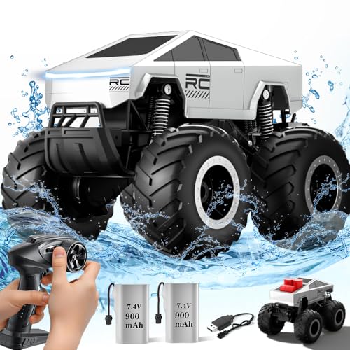 CARRTAN Cybertruck RC Car for Kids, Amphibious 4WD Off-Road Monster Truck, Waterproof Remote Control Pickup, 2.4GHz, All-Terrain RC Vehicle for Boys Ages 8+, Perfect for Birthday Gifts