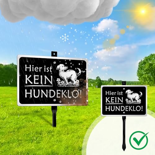 Goodvia Kein Hundeklo Schild mit Erdspieß Metall 20x30cm (A4) Gebürstete Aluminiumoberfläche für den Außenbereich UV-Schutz Wasserdicht und Rostfrei Schwarz x2Stück