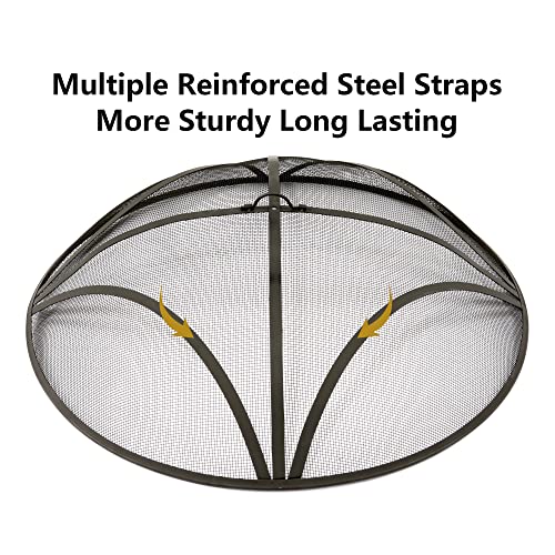 27In Reinforced Steel Round Fire Pit Screen Cover,Outdoor Patio Fire Pit Spark Screen,Heavy Duty Steel Mesh Firepit Ember Lid With Handle #TOP1