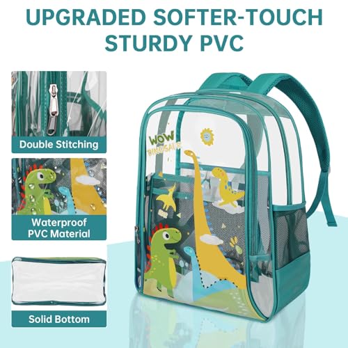 Clear Backpack for Boys Girls - 3 Pcs Dinosaur Transparent Backpack Heavy Duty with Lunch Bag Pen Case - PVC Clear Bookbag for Kids Kindergarten Elementary School Travel Stadium Events2