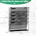EASEPRES Desk File Organizer Mesh 6-Tier, Hanging Wall Mount Document Organization Stand, Desktop Vertical Mail Paper Folder Holder Rack with Bottom Tray for Office Home Cubicle Countertop, Black