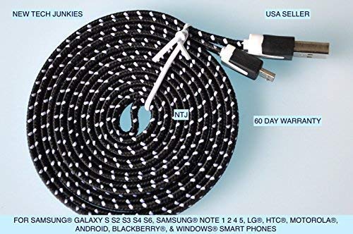 New Tech Junkies NTJ 3m (10ft) Flat Woven Charging Data Sync Cable