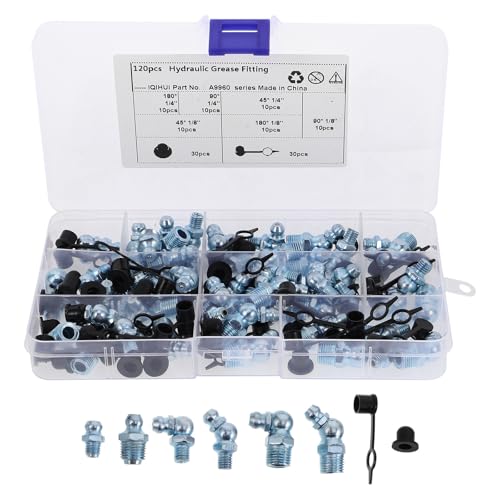 OUNONA Engrasadores de Grasa Instalación Fácil Kit de 120 con Tapas Antipolvo, Material Metálico y Plástico para Aplicaciones Automotrices E Industriales
