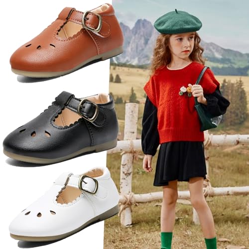DADAWEN Girl's Classic Mary Jane School Uniform Shoes Flat Dress Shoes2