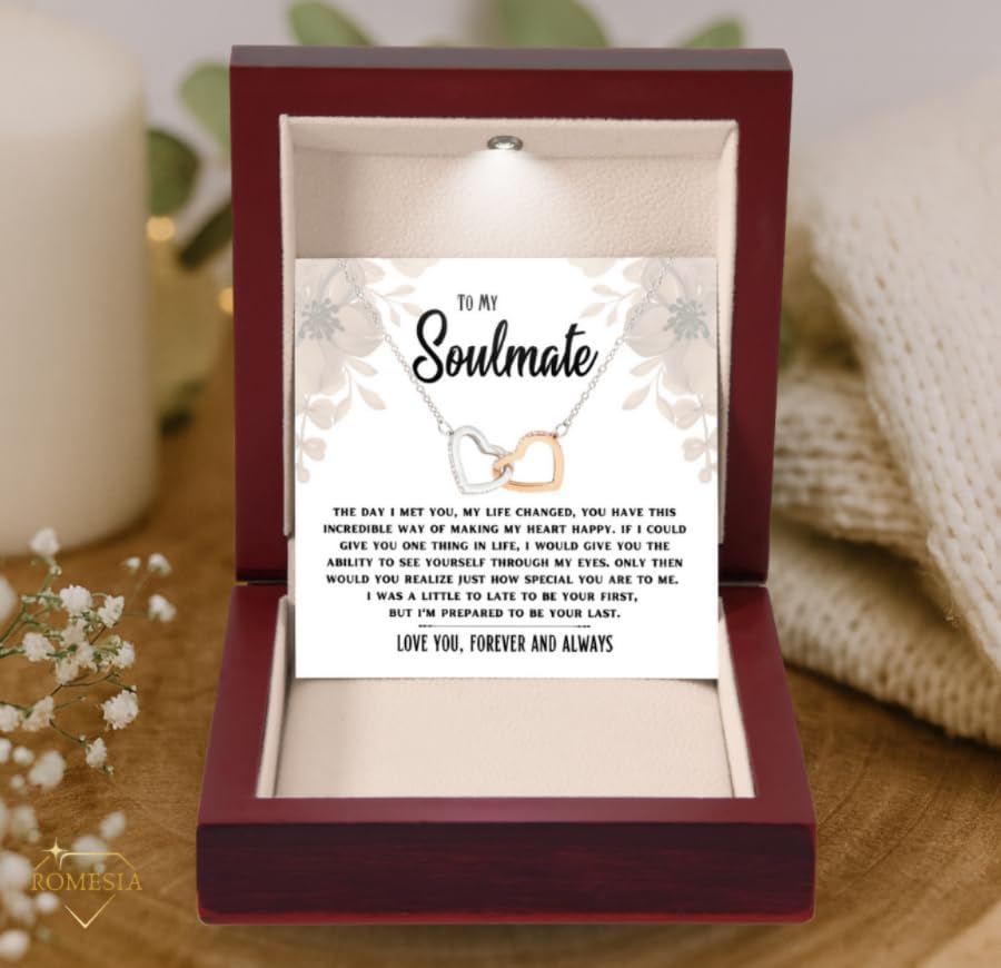 To My Soulmate Necklace For Women, Soul Mate Jewelry for Women, Future Wife Gifts, To My Wife Necklace from Husband, Gifts for Girlfriend, Pendant With Message Card - Image 2