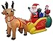 JUMBO 13 Foot Long Christmas Inflatable Santa Claus and Penguin with Gift in Sleigh Pulled by 2 Reindeer Lights Lighted Blowup Party Decoration for Outdoor Indoor Home Garden Family Prop Yard