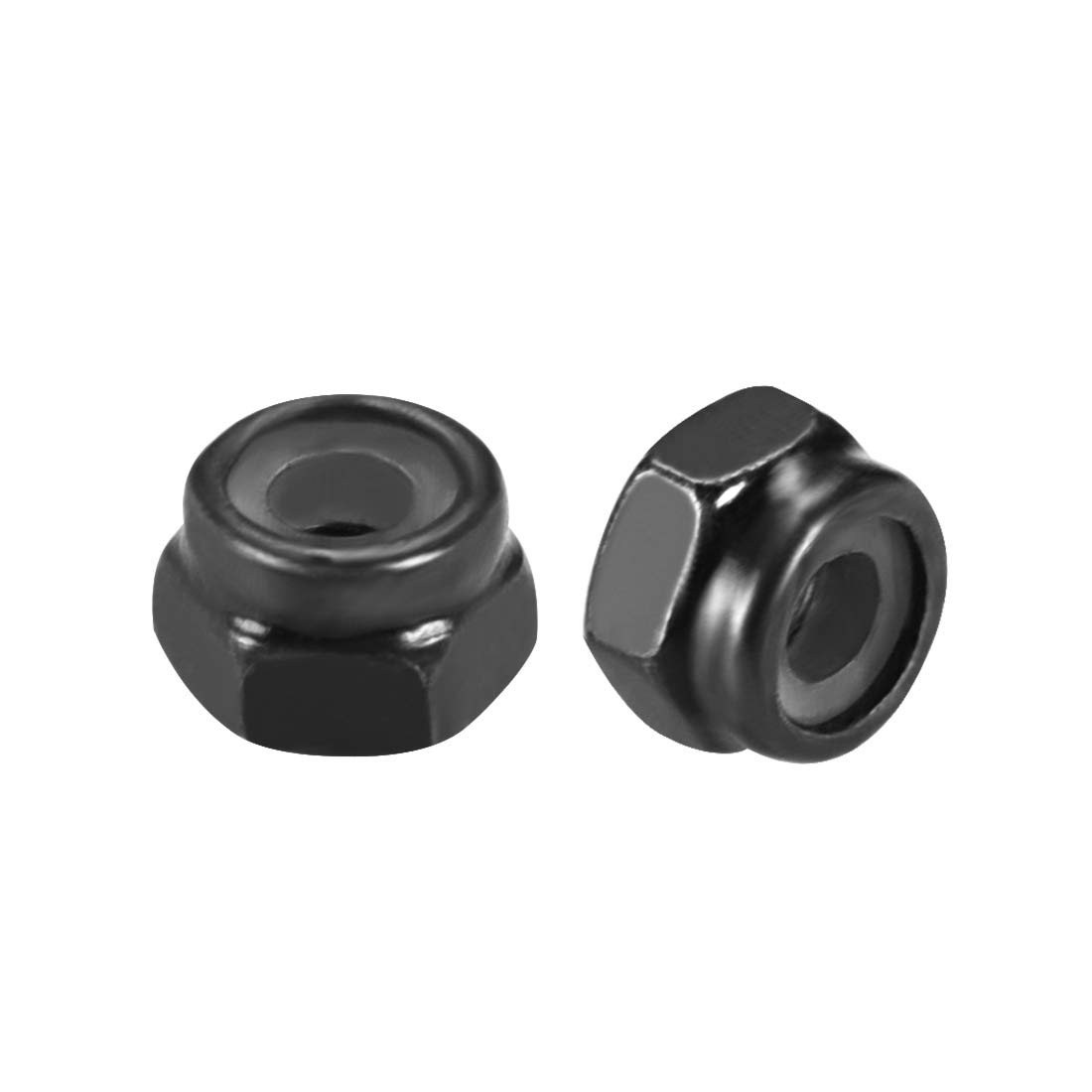uxcell Hex Lock Nuts M2 x 0.4mm Carbon Steel Nylon Insert Self
