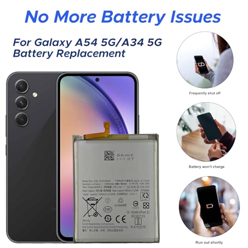 Image of GREEN FUSION New Cellphone Replacement Battery Compatible with Galaxy A54 & A34, with Tools & Guide