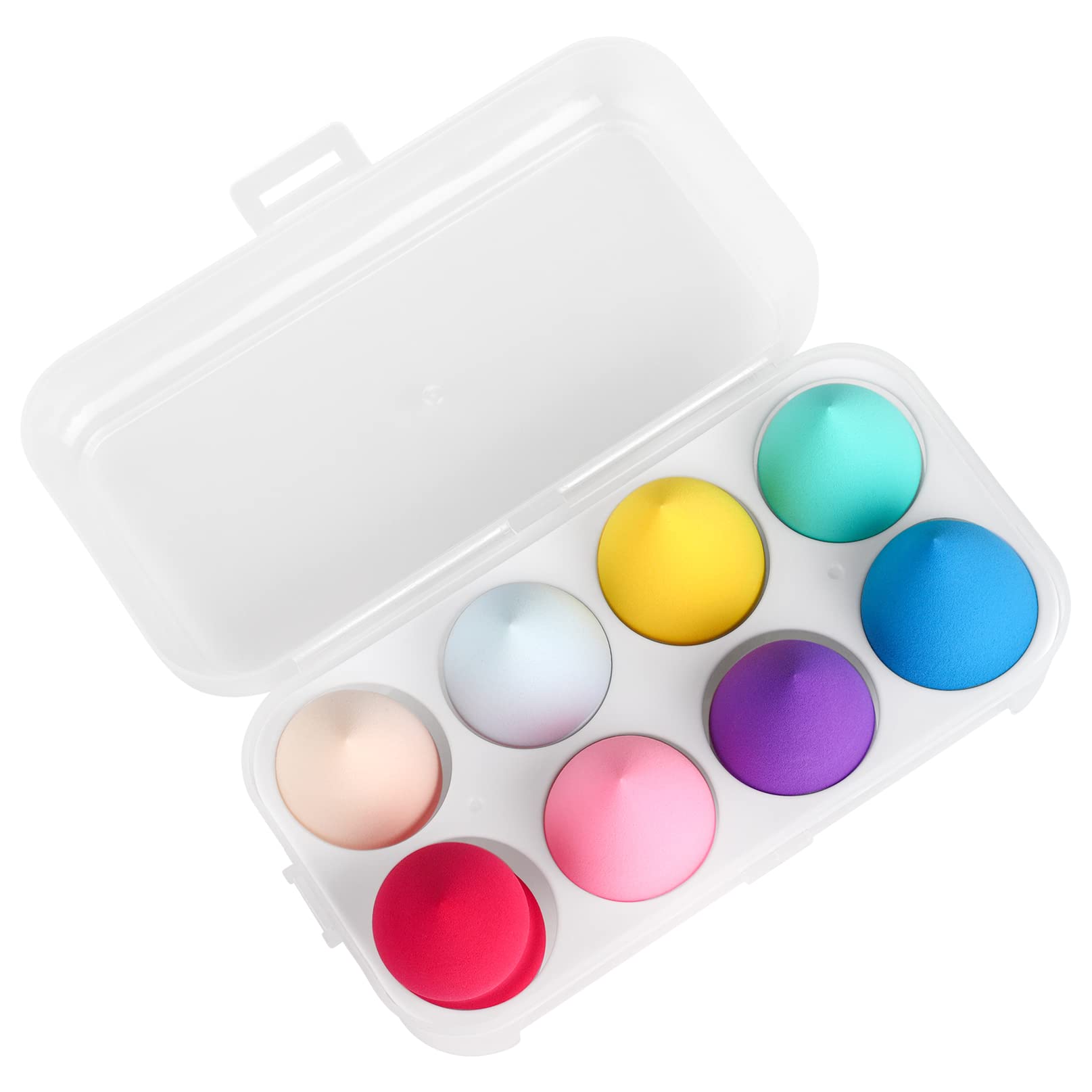 COSFAN 8-Piece Makeup Sponge Set - Egg & Gourd Shapes, Non-Latex Silicone, Multicolour, Wet & Dry Use, Foundation, BB Cream, Powder Applicator