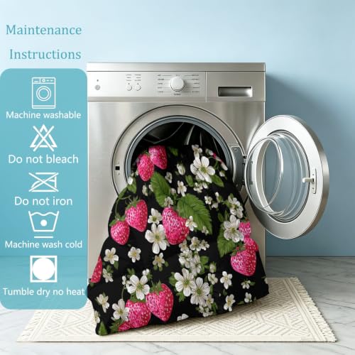 Couette 4 saisons douce et lavable en machine avec imprimé fraises 155x220 - 8