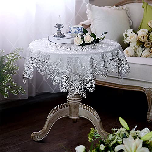 Artable Lace Small Table Cloth Fall Christmas Macrame Tablecloth Table Topper For Thanksgiving Outdoor Farmhouse Rustic Kitchen Party Birthday Picnic (Stone, 33 X 33 Inch Square) #TOP14