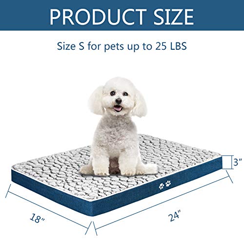 Kroser Dog Bed Crate Mat For Small, Medium, Large And Extra Large Dog/Cats, Stylish Dog Bed Pad Mattress (Cool & Warm) With Waterproof Linings, Pet Mat With Removable Machine Washable Cover, Grey/Navy #TOP3