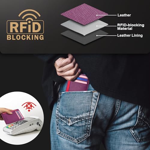 Image of Travelambo Slim Wallet Front Pocket Minimalist Leather RFID Blocking Medium Size