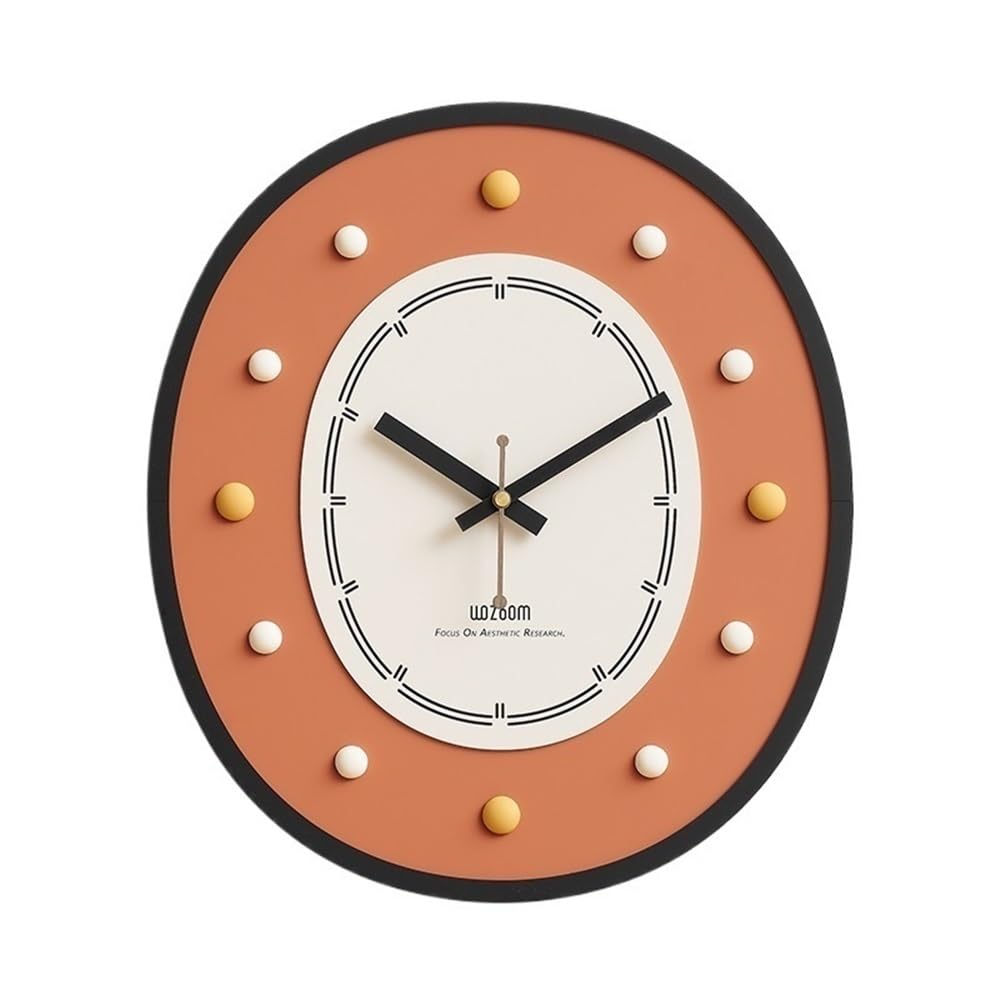 J9V4G6S3B5 Analogue Wall Clock Indoor Decoration Wall Clock Living Room Corridor Study Personalized and Creative Color Modern, 33.5 * 38cm for Room Decoration(Orange)