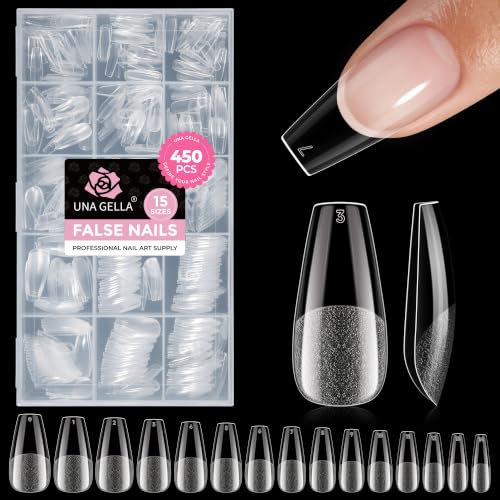 Image of UNA GELLA Gel Nail Tips Coffin Medium 450PCS 15 Sizes Full Cover