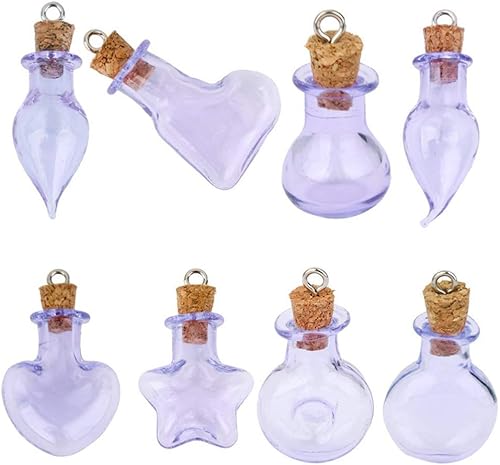 Miniatura 2 de Milisten Botellas pequeños frascos de vidrio 10 piezas mini botellas de vidrio frasco plano redondo botellas de deseos colgantes colgantes lindos