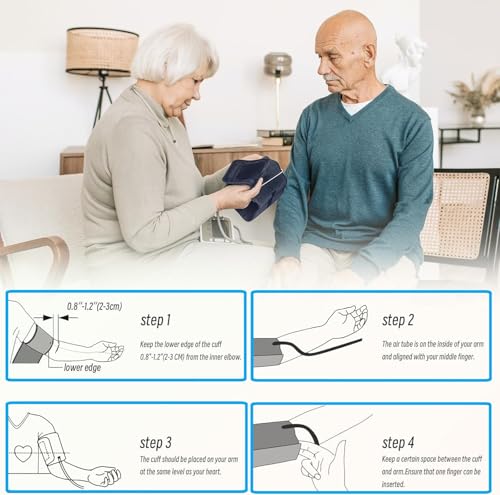 Blutdruckmanschette Ersatz,22-32cm Blutdruckmanschette Oberarm Zubehör Extra Große Manschette Blutdruck Manschette mit 4 Stück extra Gelenken Kompatibel den Meisten Blutdruckmessgeräten (S Blau)