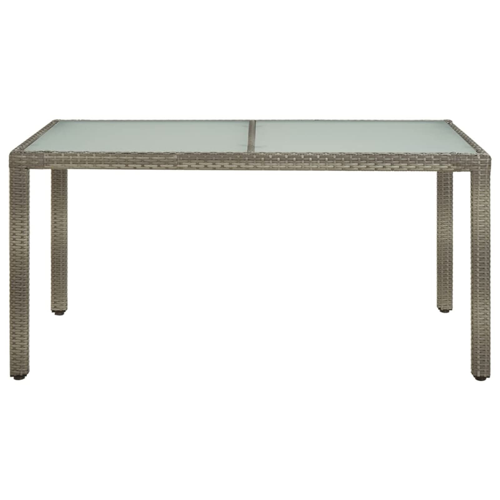 Homgoday Mesa de jardín de 150 x 90 x 75 cm, cristal templado y polirratán gris, mesa de jardín, mesa de terraza, mesa de comedor, mesa de cocina, mesa de jardín, mesas exteriores