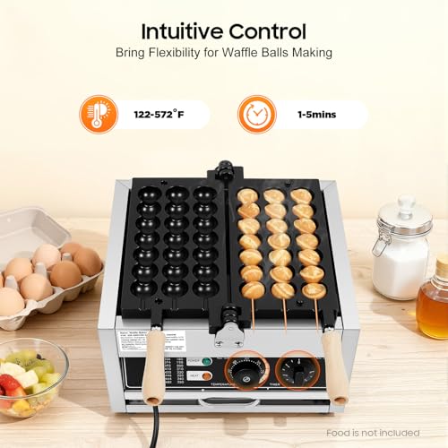Gofrera de 3 brochetas giratoria 180 grados con control de temperatura de 1500W 5