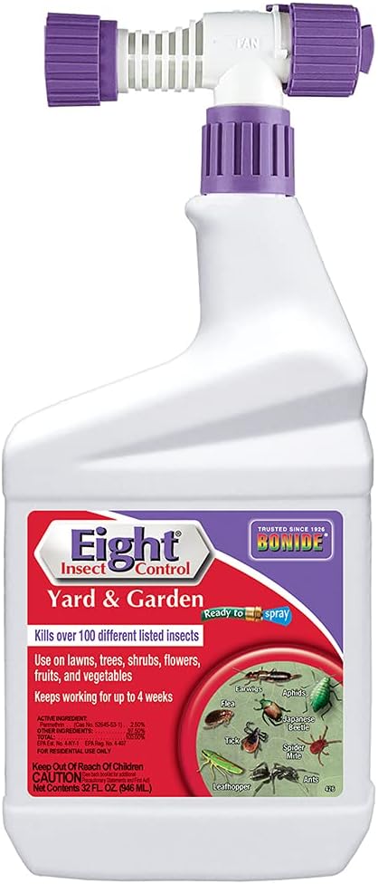 Bonide Eight Insect Control Yard & Garden, 32 oz Ready-to-Spray Long Lasting Insecticide for Mosquitos, Beetles, Fleas, Ticks