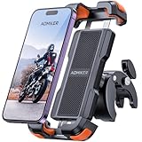 2025新登場 Aomiker バイク スマホ ホルダー スタンド : バイク 携帯 ホルダー オートバイ スマホ 固定 バイクホルダー 原付 自転車 360度回転 振動吸収 片手操作 iPhone Air 17 17pro 17pro max iPhone 16/15/14/13/12/11/8/7/6 plus pro max mini, アンドロイド 4.7-6.8インチ オレンジ