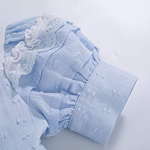Pettigirl Girl Spring Summer Vintage Lace Ruffle Blue Boutique Clothing Toddler Kids Party Wedding Dresses with Headband4