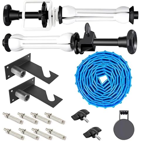 Fotoconic Single Roller Wall/Light Stand Mounting 2-in-1 Manual Background Support System, Including Two Single Hooks, Two Expand Bars, One Chain Cover