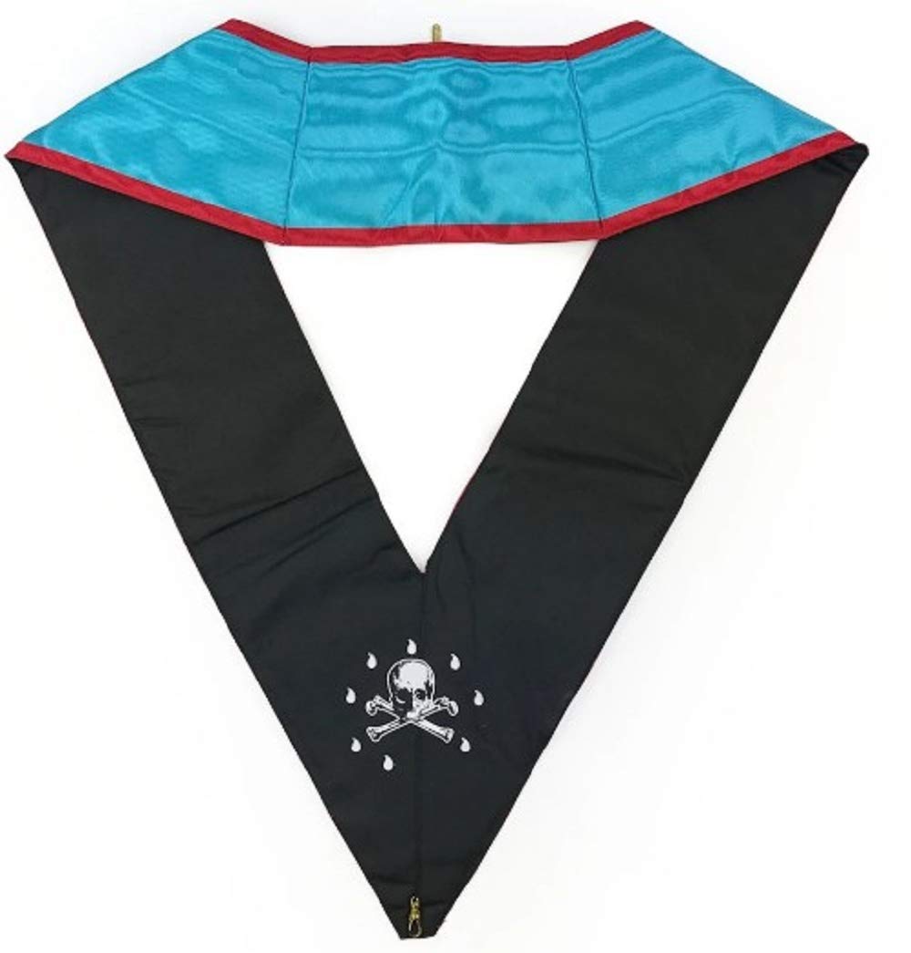 Regalia massonica Memphis Misraim collare ufficiale ricamato macchina, Bellissimo nastro Moire