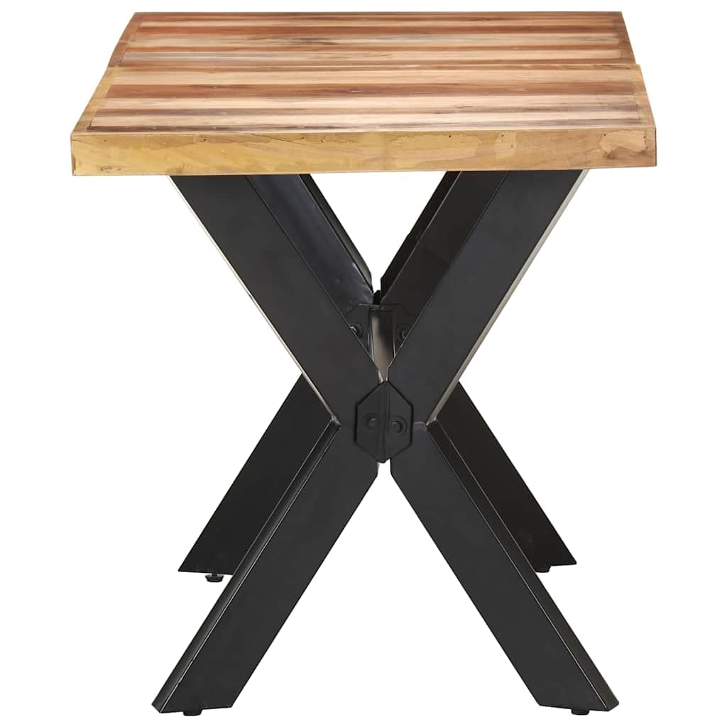 Tavolo da pranzo in legno massiccio color miele, 140 x 70 x 75 cm, con struttura in acciaio, design industriale, tavolo da cucina, tavolo da pranzo, rettangolare, robusto, moderno