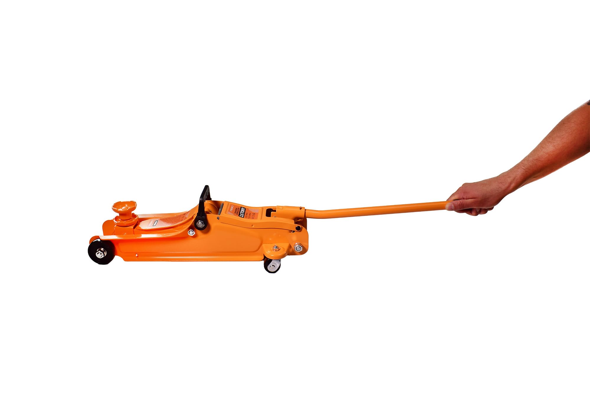 Hydraulischer Rangierwagenheber 2,5t (2500 kg), Flacher Wagenheber für tiefergelegte Autos, Low Profile Auto-Heber Hubhöhe 80-360 mm, 4 Rollen & Sicherheitsventil