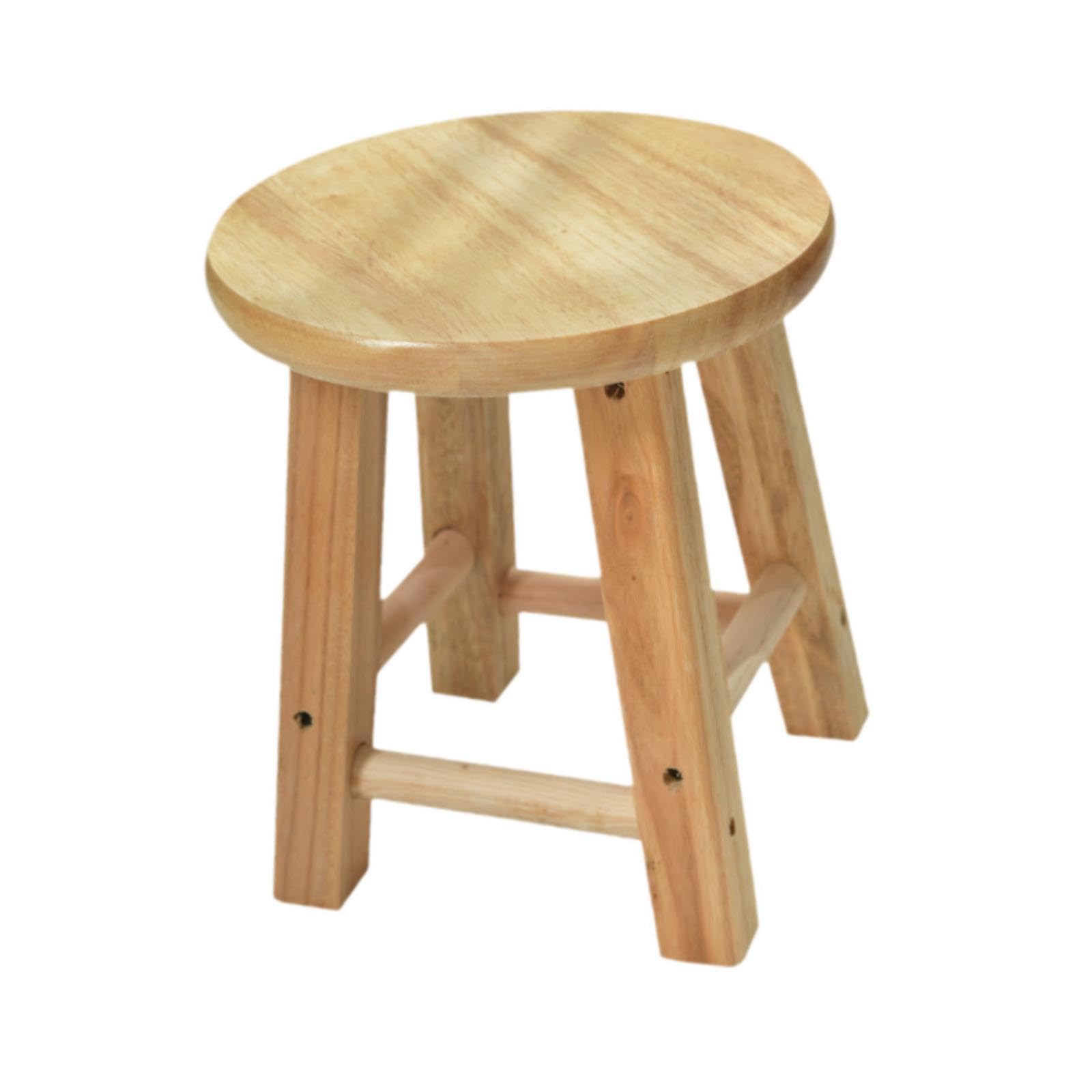 Petit tabouret bois compact de style ottoman avec assise ronde stable