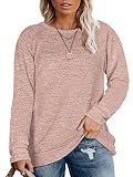 DOLNINE Plus Size Sweatshirts for Women Basic Casual Tops Pullover Sweaters Pink 14W