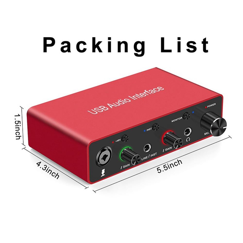 CONFUSE Interfaccia Audio USB 192KHz Scheda Audio Interfaccia XLR Studio per Apparecchiature di Registrazione Podcast Professionale