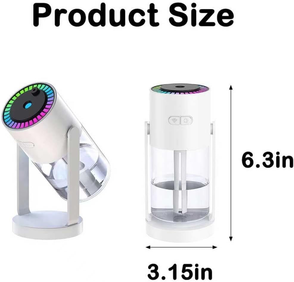Image of Portable Starry Sky Projection Humidifier with Colorful LED Night Light, USB Mini Air Humidifier, 360 Rotating Nozzle, Ultra Quiet Cool Mist Humidifier for Bedroom, Office, Baby Room, Desktop (White)