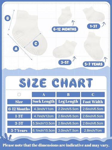 Cooraby 24 Pairs Toddler Ankle Socks with Grippers Baby Low Cut Sock Anti Slip Grip Socks for Kids Boys Girls2