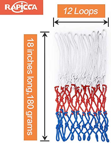 GTIWUNG 2 Pack Ultra Heavy Duty Basketball Net Replacement, All-Weather Red/White/Blue Basketball Nets, Fits Standard Indoor or Outdoor Rims, 12 Loops