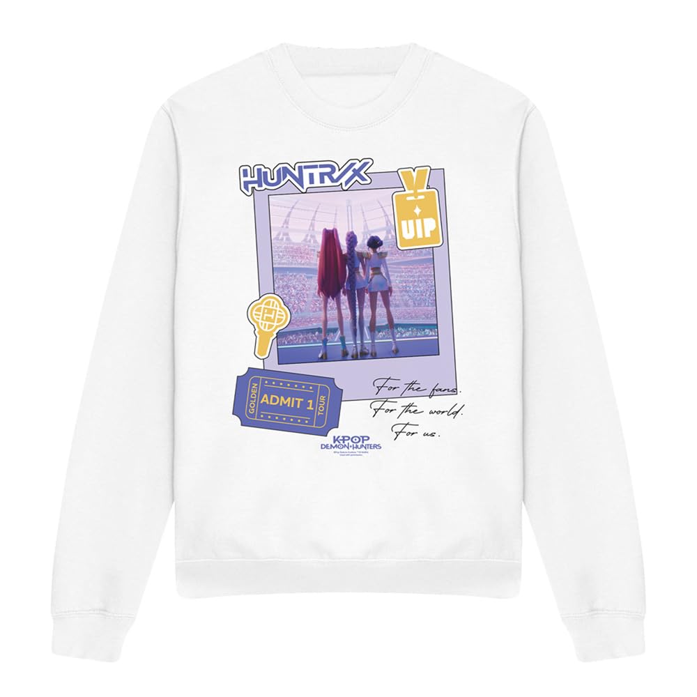 Kpop Demon Hunters Huntrix Golden Tour Ticket Unisex Sweatshirt, White, Medium