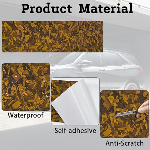 Image of QianBao Compatible with Gold Forged Carbon Fiber Vinyl Wrap 11.8 inch x 4 inch Chevy Bowtie Emblem Wrap Kit with Spatula and Cutter 3 Pcs Universal Logo Overlay