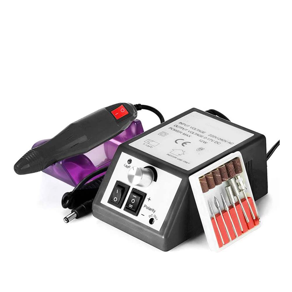 Kit multifunzione per pedicure e lucidatura delle unghie, trapano elettrico per ra delle unghie, trapano elettrico per unghie da 2000 giri/min, macchina per manicure per casa e salone (nero)