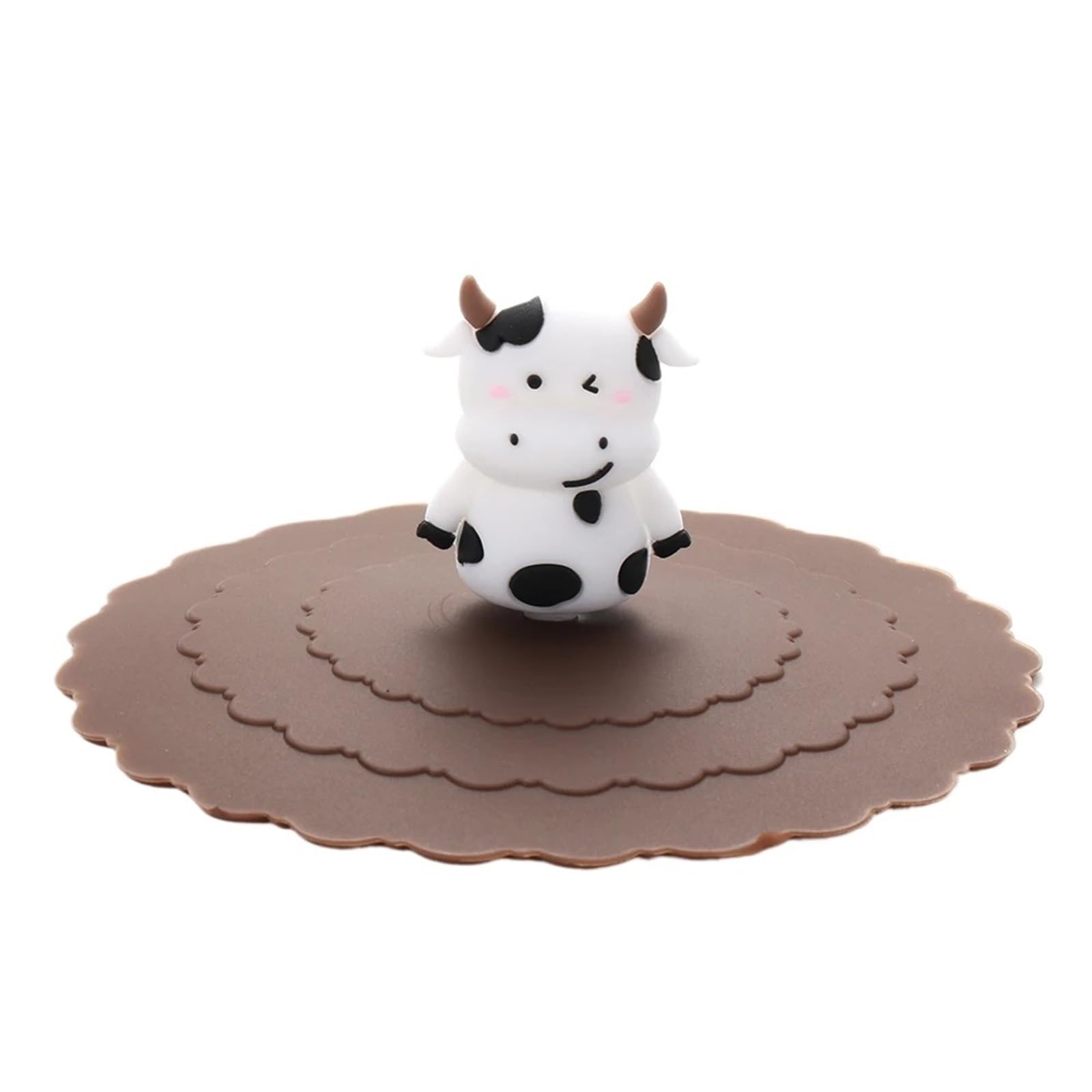 5Pcs Cartoon 10cm Silicone Cup Cover Heat-resistant Leak Proof Sealed Lids Cap Dustproof Suction Tea for Cups(Color10)
