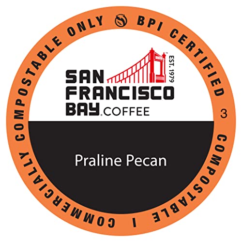 Image of San Francisco Bay Compostable Coffee Pods - Praline Pecan (80 Ct) K Cup Compatible including Keurig 2.0, Flavored, Medium Roast