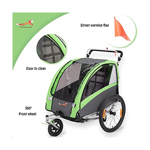 Fiximaster 2020 2 in 1 Multifunktions Fahrradanhänger Kinderwagen Kinderwagen Kinderwagen Handwagen - Grün BT504S Neu … – Bild 7