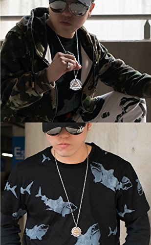 Punk Titanium Stainless Steel Masonic All Seeing Eye Pendant Necklace For Men Women 27 Inch Chain Two Tone #TOP6