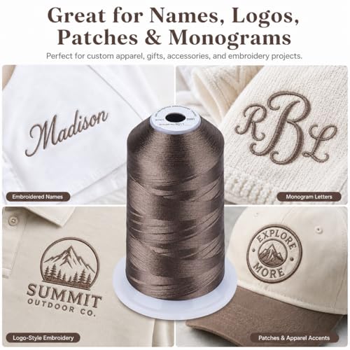 Image of Simthread Embroidery Machine Thread 5000M 40WT Polyester, Mocha S011 | 5000M 40WT polyester thread feeds smoothly for home or commercial embroidery projects.
